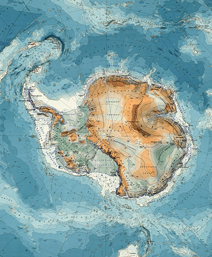 Карта батиметрическая Антарктики